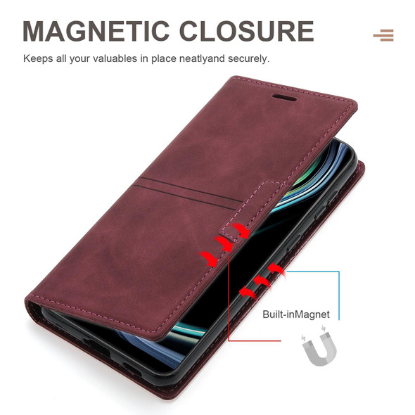 For Samsung Galaxy A52 5G / 4G Dream Magnetic Suction Business Horizontal Flip PU Leatherette Case with Holder & Card Slot & Wallet(Wine Red)