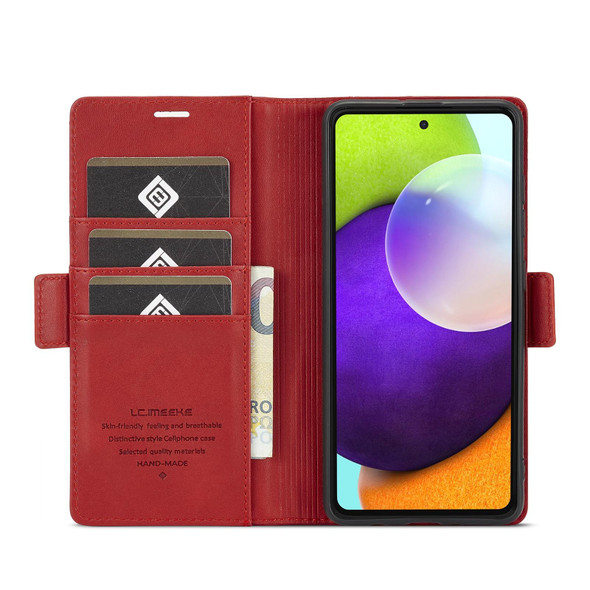 For Samsung Galaxy A72 5G / 4G LC.IMEEKE Magnetic Buckle PU + TPU Horizontal Flip Leatherette Case with Holder & Card Slots & Wallet(Red)