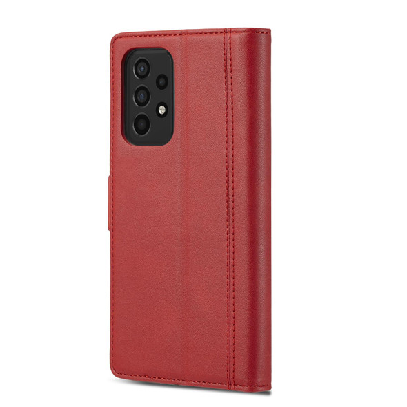 For Samsung Galaxy A72 5G / 4G LC.IMEEKE Magnetic Buckle PU + TPU Horizontal Flip Leatherette Case with Holder & Card Slots & Wallet(Red)