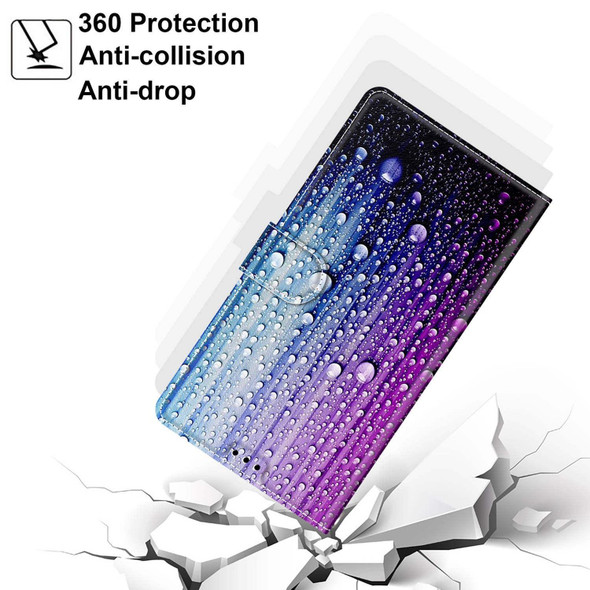 For Samsung Galaxy A72 5G Voltage Colored Drawing Magnetic Clasp Horizontal Flip PU Leatherette Case with Holder & Card Slots(C05 Purple Blue Water Drops)