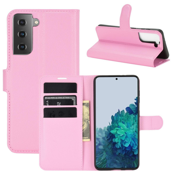 For Samsung Galaxy S21+ 5G Litchi Texture Horizontal Flip Protective Case with Holder & Card Slots & Wallet(Pink)