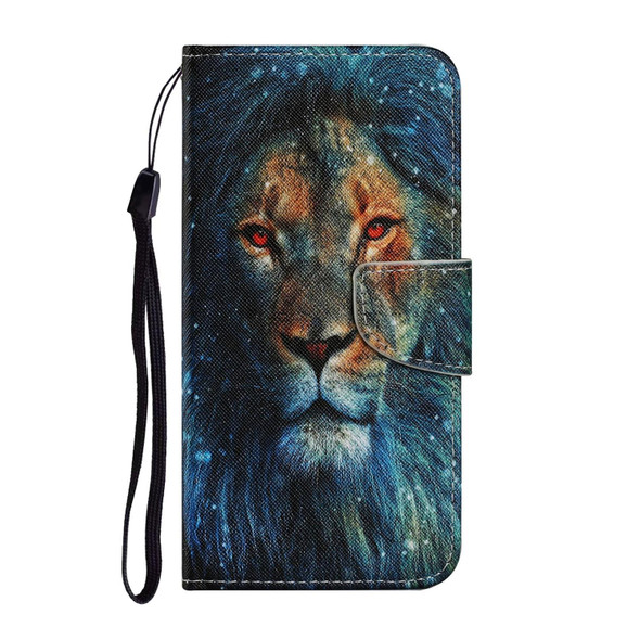 For Samsung Galaxy S21 Ultra 5G Coloured Drawing Pattern Horizontal Flip PU Leatherette Case with Holder & Card Slots & Wallet & Lanyard(Lion)