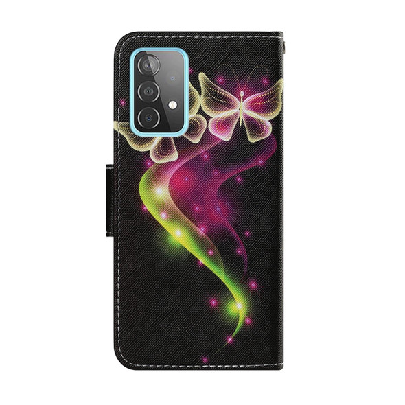 For Samsung Galaxy A52 5G / 4G Coloured Drawing Pattern Horizontal Flip PU Leatherette Case with Holder & Card Slots & Wallet & Lanyard(Couple Butterfly)