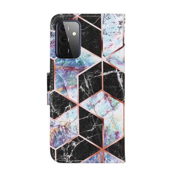 For Samsung Galaxy A72 5G / 4G Coloured Drawing Pattern Horizontal Flip PU Leatherette Case with Holder & Card Slots & Wallet & Lanyard(Black Marble)