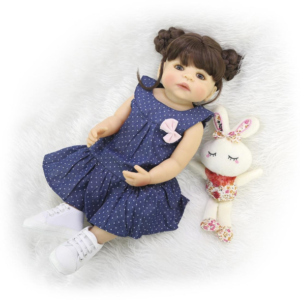 Silicone Body Lifelike Girl Baby Doll Waterproof Toy Kid Birthday Gift(Brown Eye)