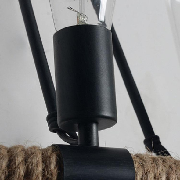 E27 LED Industrial Style Retro Hemp Rope Wrought Iron Wall Lamp, Power source: No Light Source( Black)