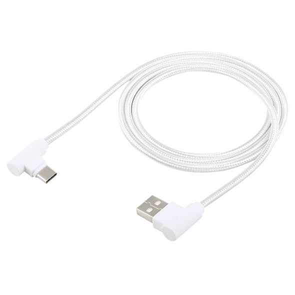 1.2m 2A 90 Copper Wires Woven Elbow USB-C / Type-C 3.1 to USB 2.0 Data / Charger Cable(White)