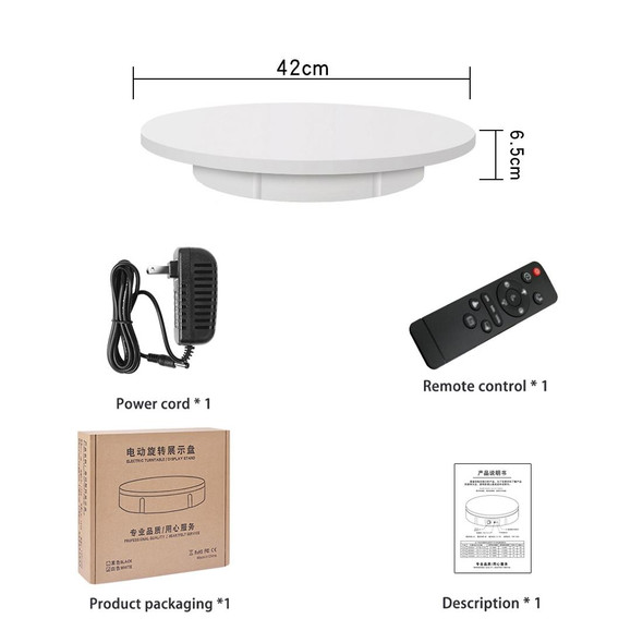 42cm Electric Rotating Display Stand Video Shooting Props Turntable, Load: 100kg, Plug-in Power, US Plug(White)