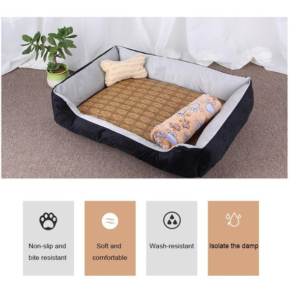 Dog Bone Pattern Big Soft Warm Kennel Pet Dog Cat Mat Blanket, with Blanket Size: S, 604515cm (Black Grey)