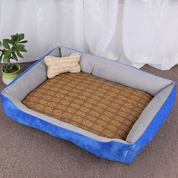 Dog Bone Pattern Big Soft Warm Kennel Pet Dog Cat Mat Blanket, with Rattan Mat Size: S, 604515cm (Light Grey)
