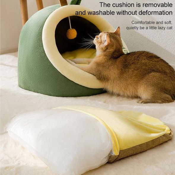 Semi-enclosed Pet Cat and Dog Bed Dog Kennel Pad Pet Supplies, Size:S(Grey)