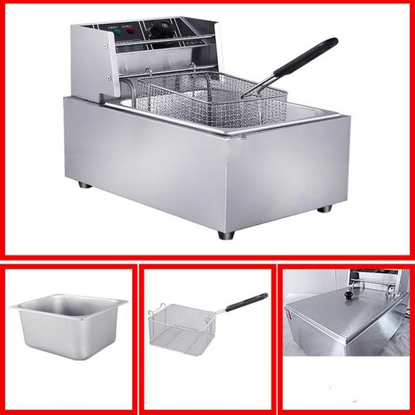 Desktop Thickening Electric Fryer Fried Chicken Legs Fries Stainless Steel Electric Fryer With Basket(Single Cylinder Single Screen)