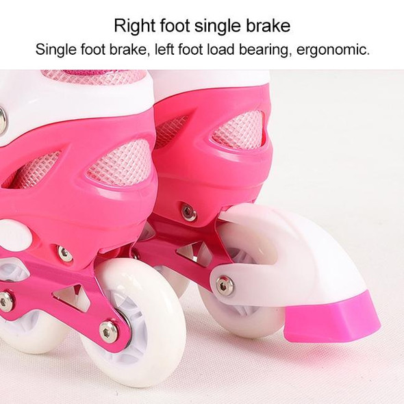 Children Flash Single-row Roller Skates Skating Shoes, Full Flash, Size : S(Pink)