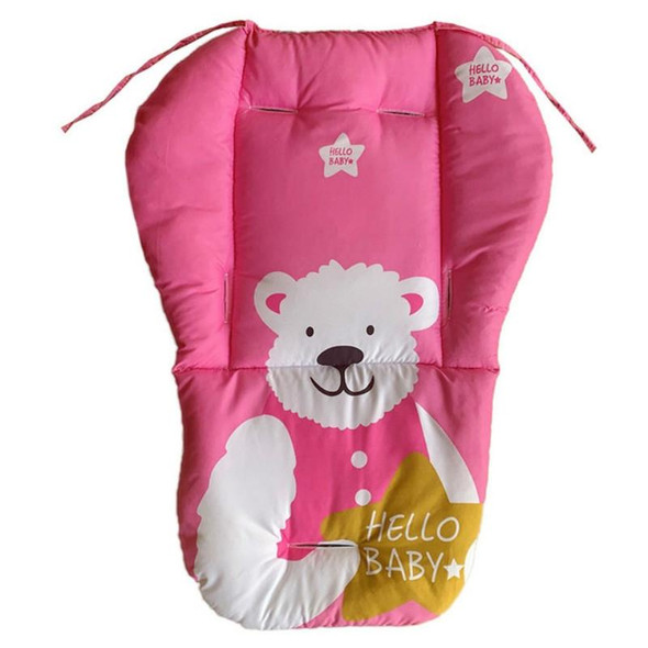 Baby Stroller Cotton Cushion Universal Shock-proof Thick Warm Infant Dining Chair Baby Cushion in Autumn and Winter(Pink Bear)