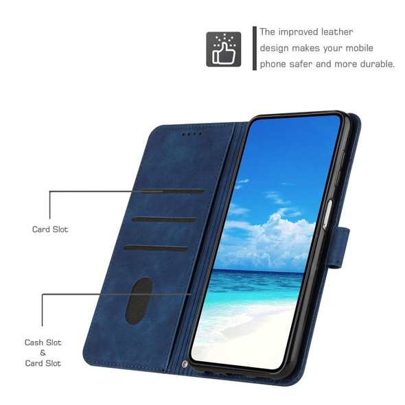 For Tecno Camon 19 Skin Feel Heart Pattern Leatherette Phone Case with Lanyard(Blue)