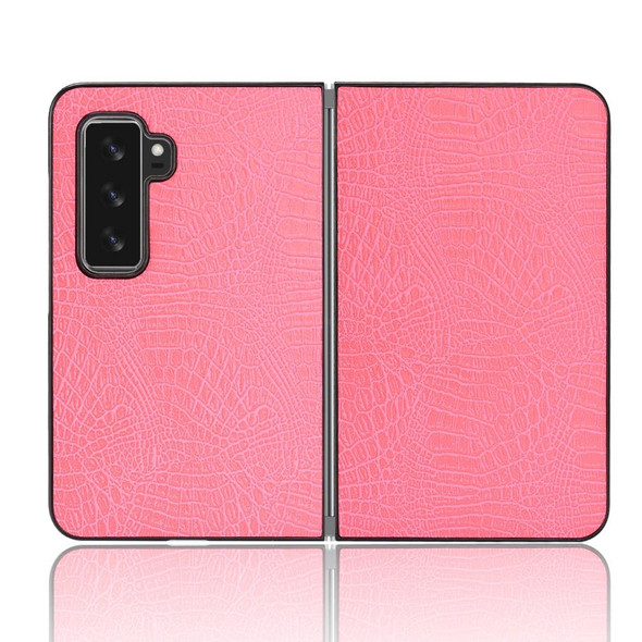 For Microsoft Surface Duo 2 Shockproof Crocodile Texture PC + PU Case(Pink)