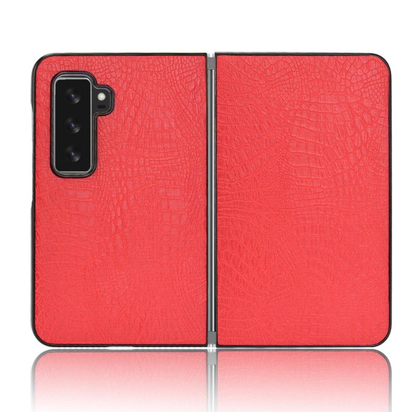 For Microsoft Surface Duo 2 Shockproof Crocodile Texture PC + PU Case(Red)