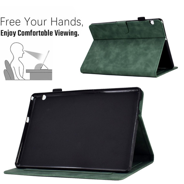 For Huawei MediaPad T5 Embossed Smile Flip Tablet Leatherette Case(Green)