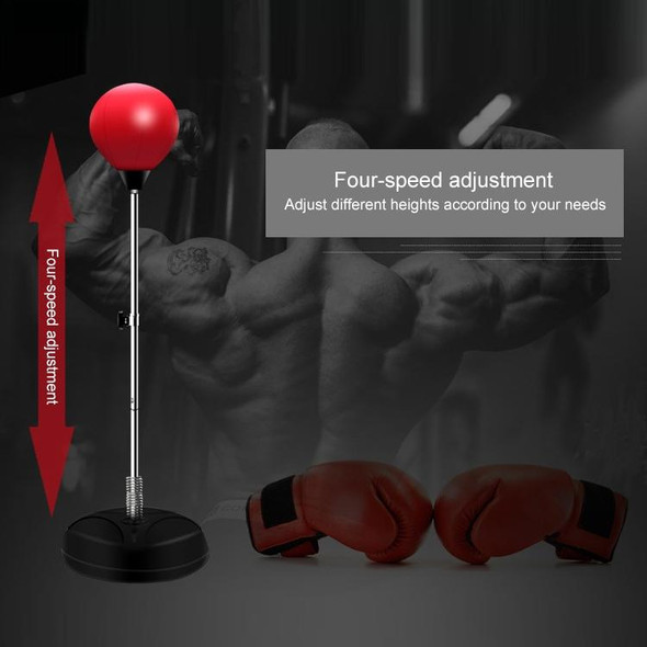 Adult Base Version Height Adjustable Vertical PU Leatherette Vent Ball Boxing Speed Ball Family Fitness Equipment with Gloves(Black Red)