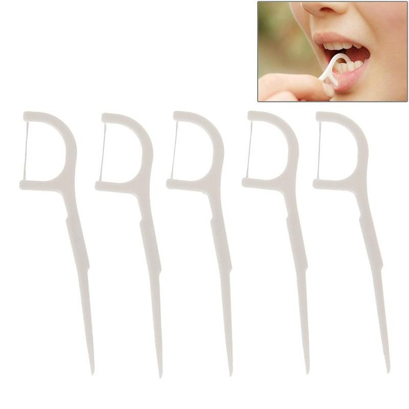50 PCS Tooth Pick with Thread Wide Type ABS Dental Floss