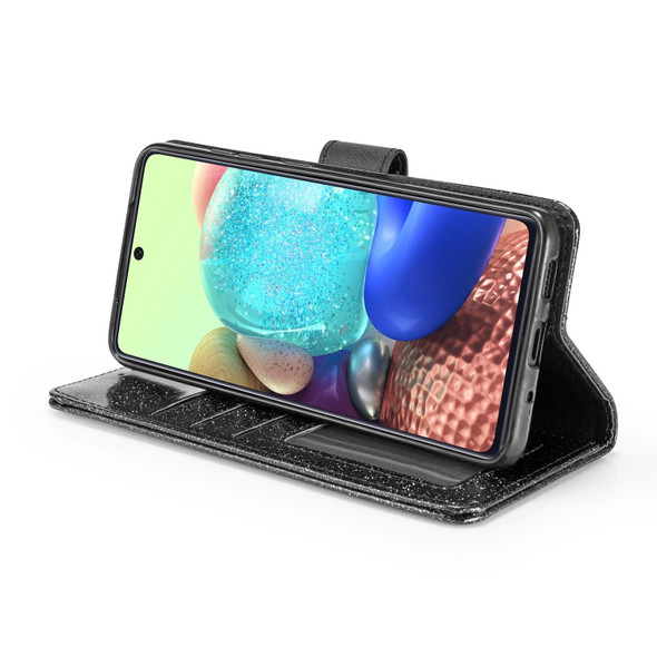 For Samsung Galaxy S20 Glitter Powder Love Leatherette Phone Case(Black)
