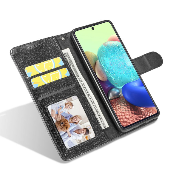 For Samsung Galaxy S20 Glitter Powder Love Leatherette Phone Case(Black)