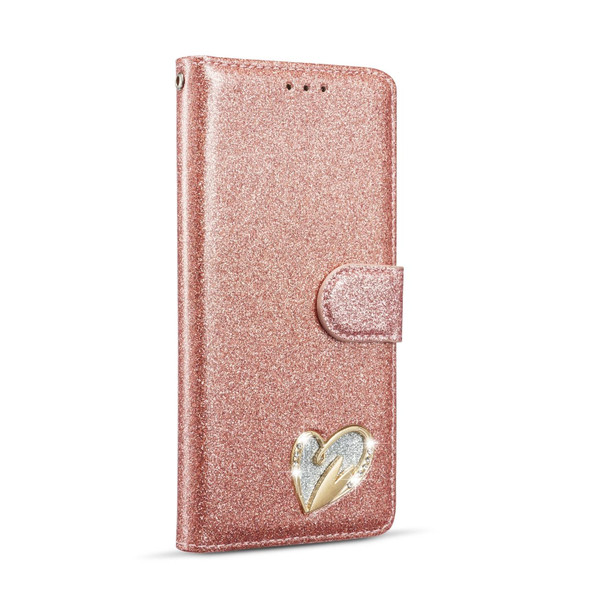 For Samsung Galaxy S20 Glitter Powder Love Leatherette Phone Case(Pink)