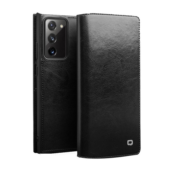 For Samsung Galaxy Note20 QIALINO Genuine Leatherette Phone Case(Black)