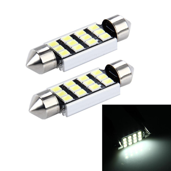 2 PCS 3.5W 250 LM 6000K 39MM 12 SMD-2835 LEDs Bicuspid Port Decoding Car Dome Lamp LED Reading Light, DC 12V(White Light)