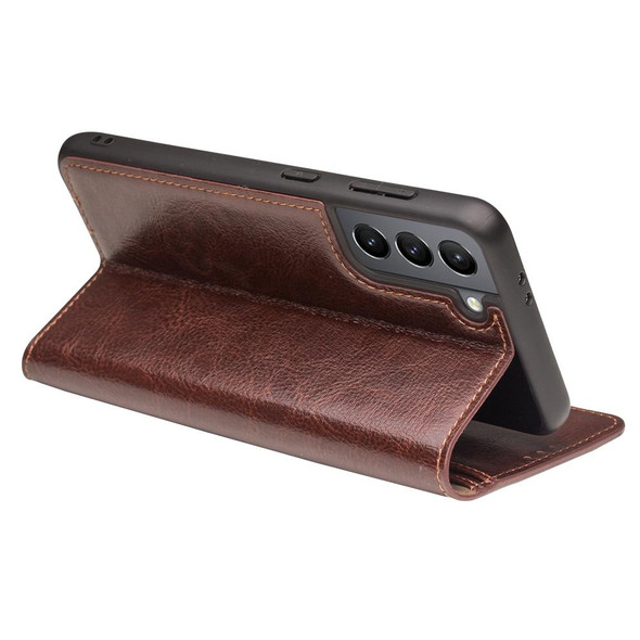 For Samsung Galaxy S21 5G QIALINO Genuine Leatherette Phone Case(Brown)