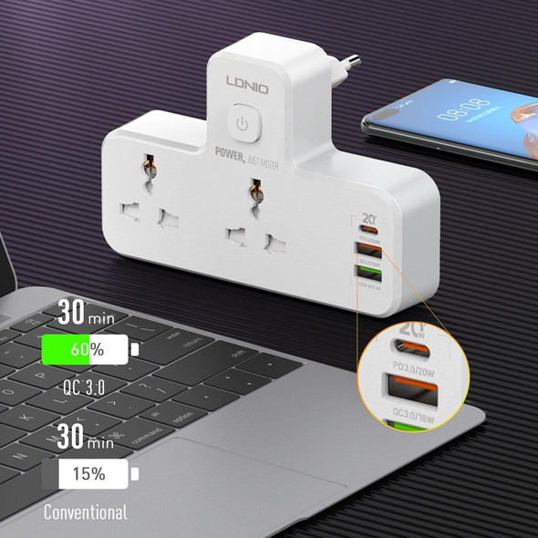 LDNIO SC2311 20W PD+QC 3.0 Multifunctional Home Fast Charging Socket with Night Light, Spec: US Plug