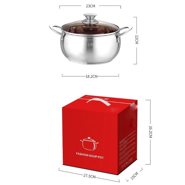 Si Gang 24CM Stainless Steel Drum-shaped Large-capacity Extra Thick Soup Pot, Size:24 CM