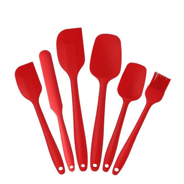 6 in 1 Food Grade Silicone Spatula Cake Spatula Oil Brush Mixing Knife Baking Cooking Utensils Set(Blue)