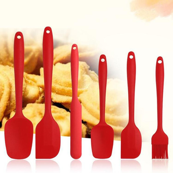 6 in 1 Food Grade Silicone Spatula Cake Spatula Oil Brush Mixing Knife Baking Cooking Utensils Set(Orange)