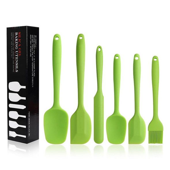 6 in 1 Food Grade Silicone Spatula Cake Spatula Oil Brush Mixing Knife Baking Cooking Utensils Set(Green)