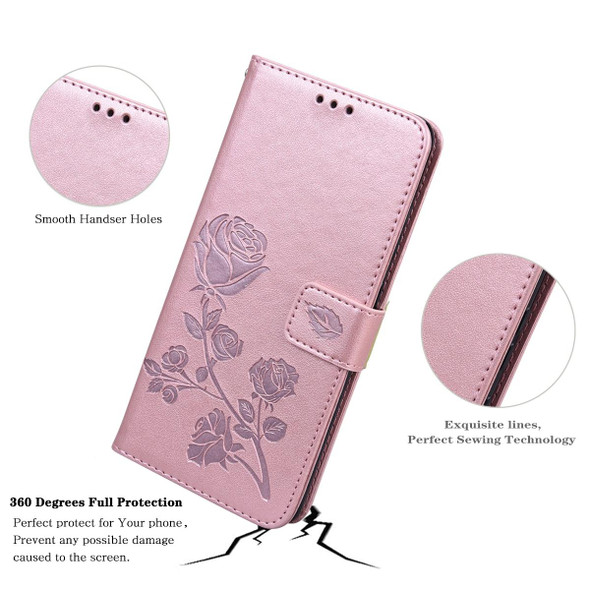 For Xiaomi 12/12X Rose Embossed Flip PU Leather Phone Case(Rose Gold)