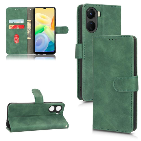 For vivo Y16 4G Skin Feel Magnetic Flip Leather Phone Case(Green)