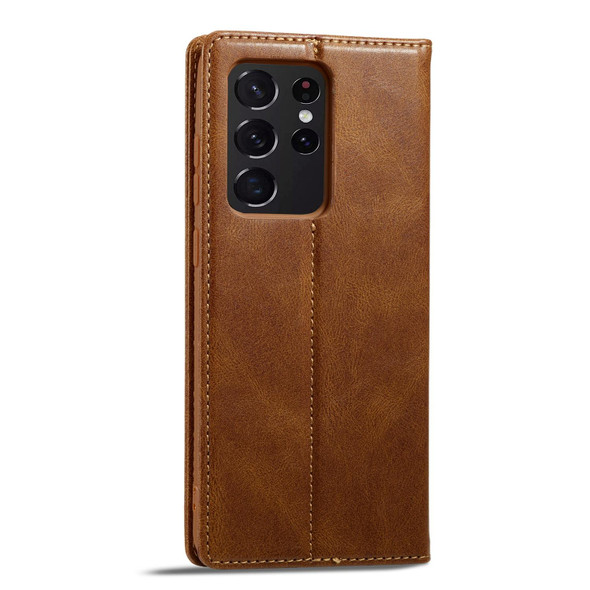 For Samsung Galaxy S21 Ultra 5G LC.IMEEKE RFID Anti-theft Leatherette Phone Case(Brown)