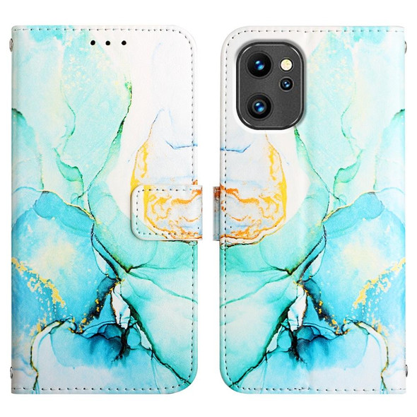 For UMIDIGI Power 7 Max PT003 Marble Pattern Flip Leatherette Phone Case(Green LS003)