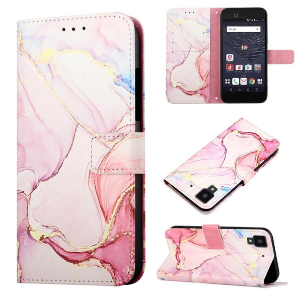 For Fujitsu Arrows NX F-01J PT003 Marble Pattern Flip Leatherette Phone Case(Rose Gold LS005)