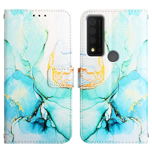 For TCL 30 V 5G T781S/30 XE 5G PT003 Marble Pattern Flip Leatherette Phone Case(Green LS003)