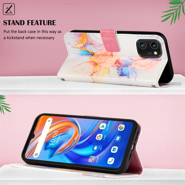 For UMIDIGI A13/A13 Pro/A13S PT003 Marble Pattern Flip Leatherette Phone Case(Galaxy Marble White LS004)