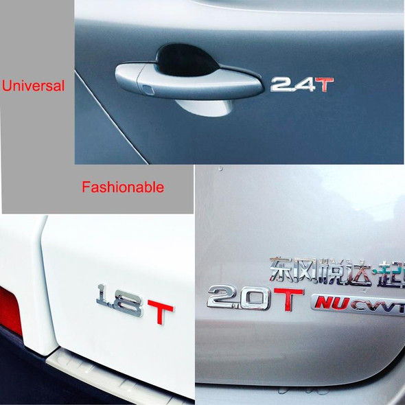 3D Universal Decal Chromed Metal 2.2T Car Emblem Badge Sticker Car Trailer Gas Displacement Identification, Size: 8.5x2.5 cm