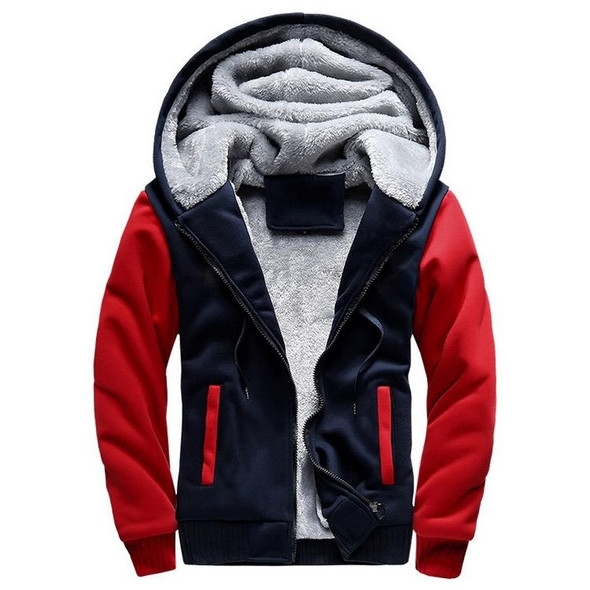 Winter Parka Men Plus Velvet Warm Windproof Coats Large Size Hooded Jackets, Size: L(Red)