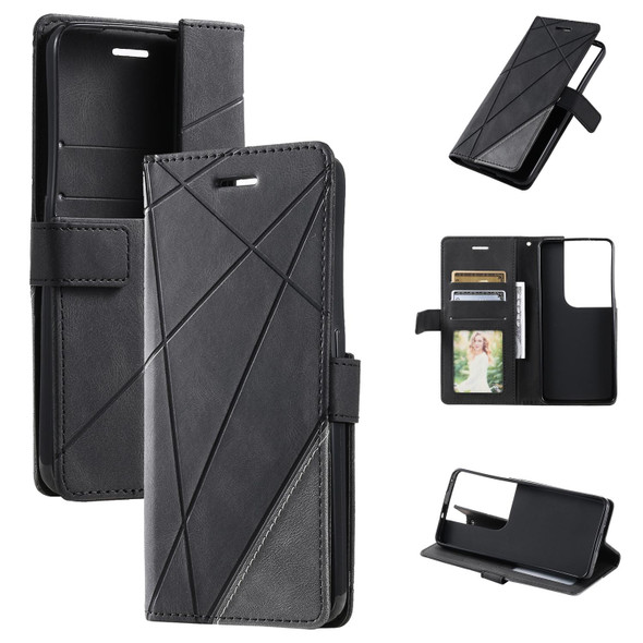 For OPPO Reno8 Pro+ Skin Feel Splicing Leatherette Phone Case(Black)