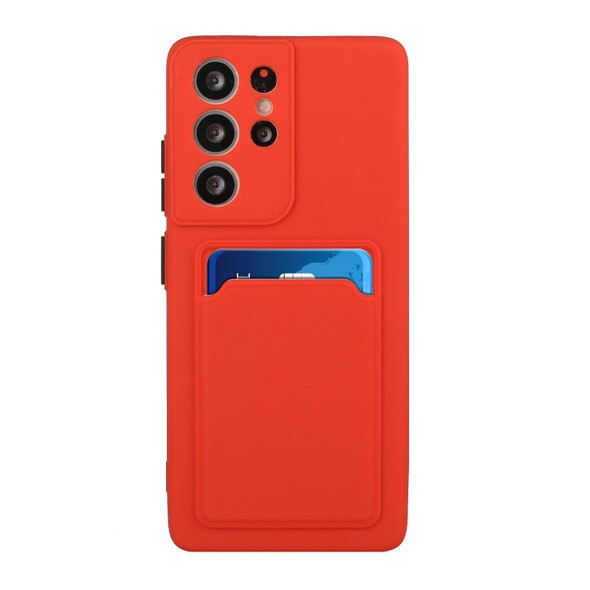 For Samsung Galaxy S22 Ultra 5G Card Slot Design Shockproof TPU Phone Case(Red)