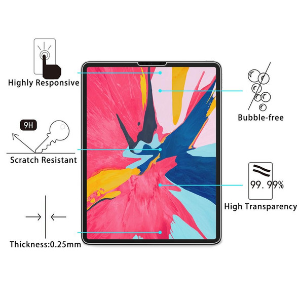 2 PCS 0.26mm 9H Surface Hardness Straight Edge Explosion-proof Tempered Glass Film for iPad Pro 12.9 2018/2020/2021/2022