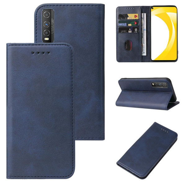 For vivo iQOO U1 Magnetic Closure Leatherette Phone Case(Blue)