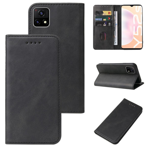 For For vivo Y52s 5G CN Version / iQOO U3 / U3x Magnetic Closure Leatherette Phone Case(Black)