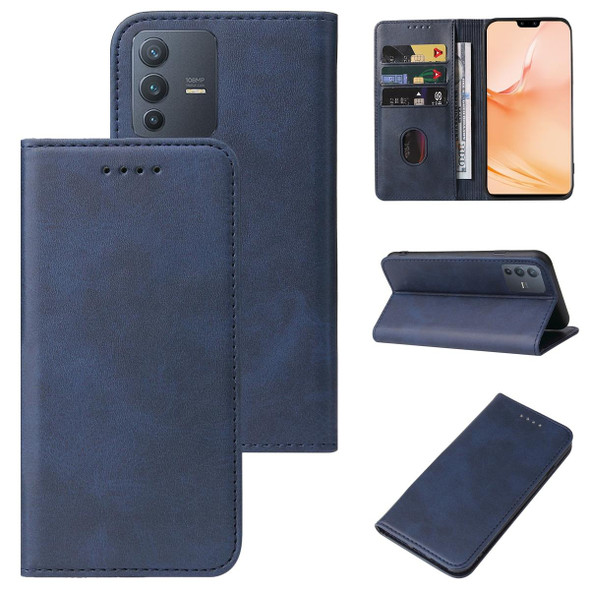 For vivo V23 Pro Magnetic Closure Leather Phone Case(Blue)